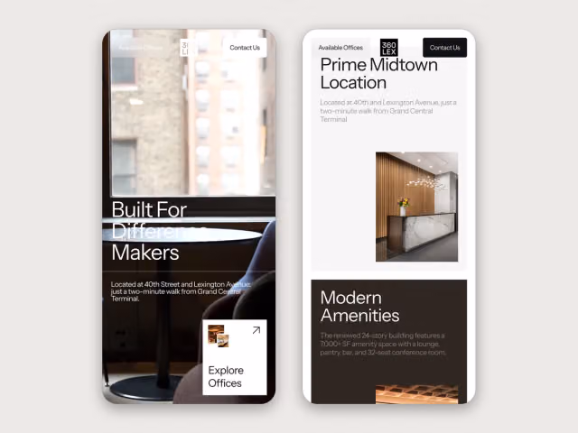 360 Lexington Avenue website, mobile screen 7