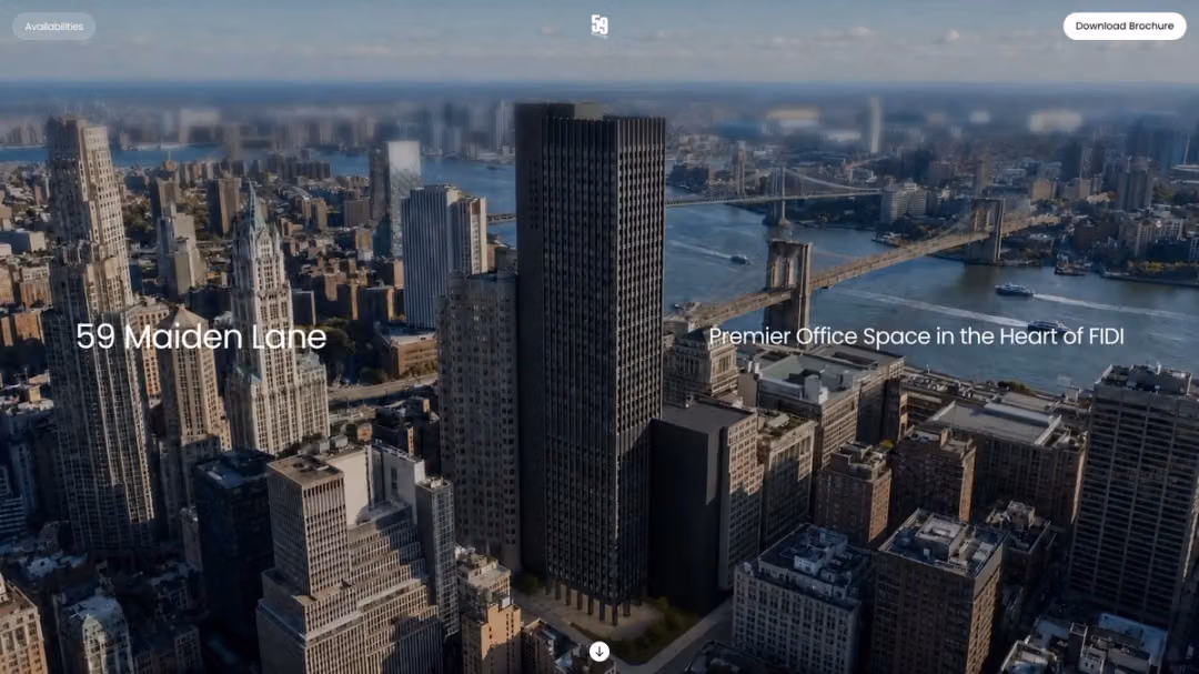 59 Maiden Lane website, desktop screen 1