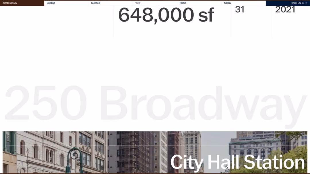 250 Broadway website, desktop screen 2