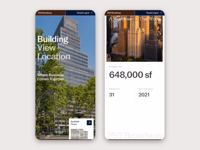 250 Broadway website, mobile screen 7
