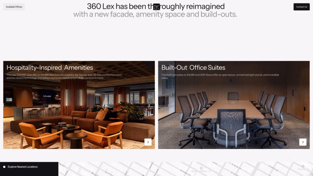 360 Lexington Avenue website, desktop screen 3