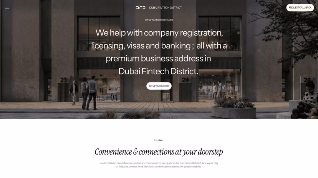 Dubai Fintech District website, desktop screen 5