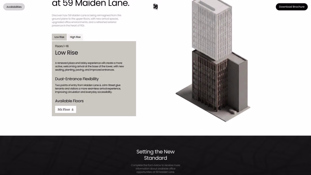 59 Maiden Lane website, desktop screen 5