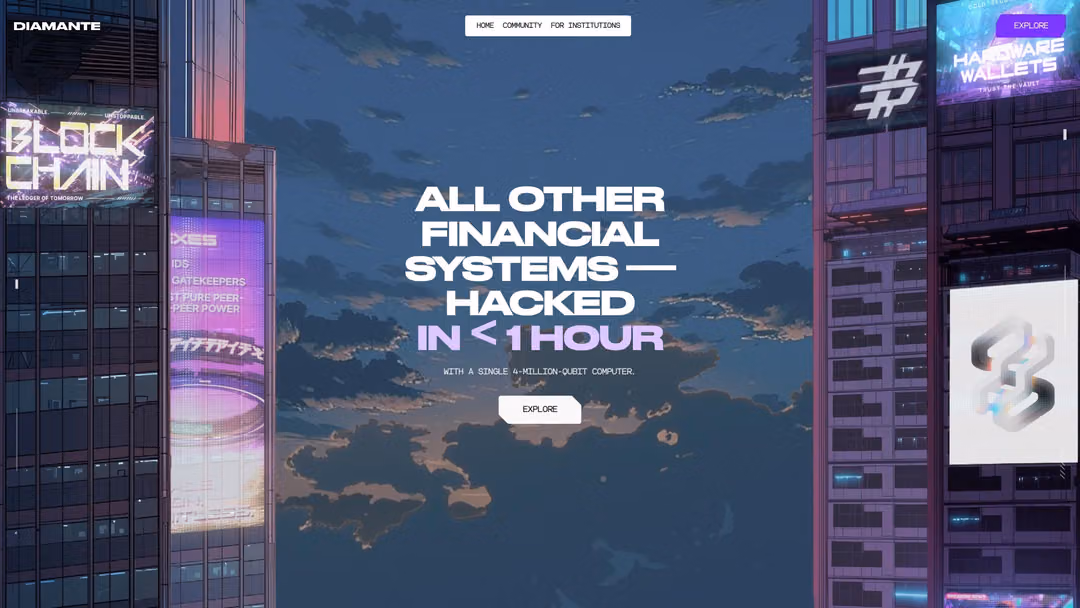 Diamante website, desktop screen 2