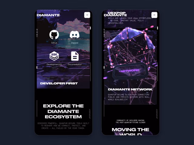 Diamante website, mobile screen 8