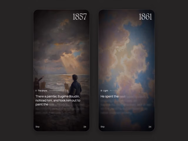 Monet 100 website, mobile screen 9