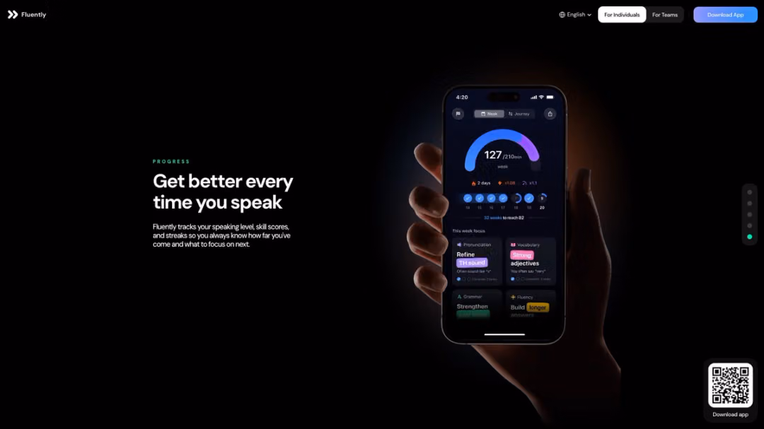 Fluently website, desktop screen 5