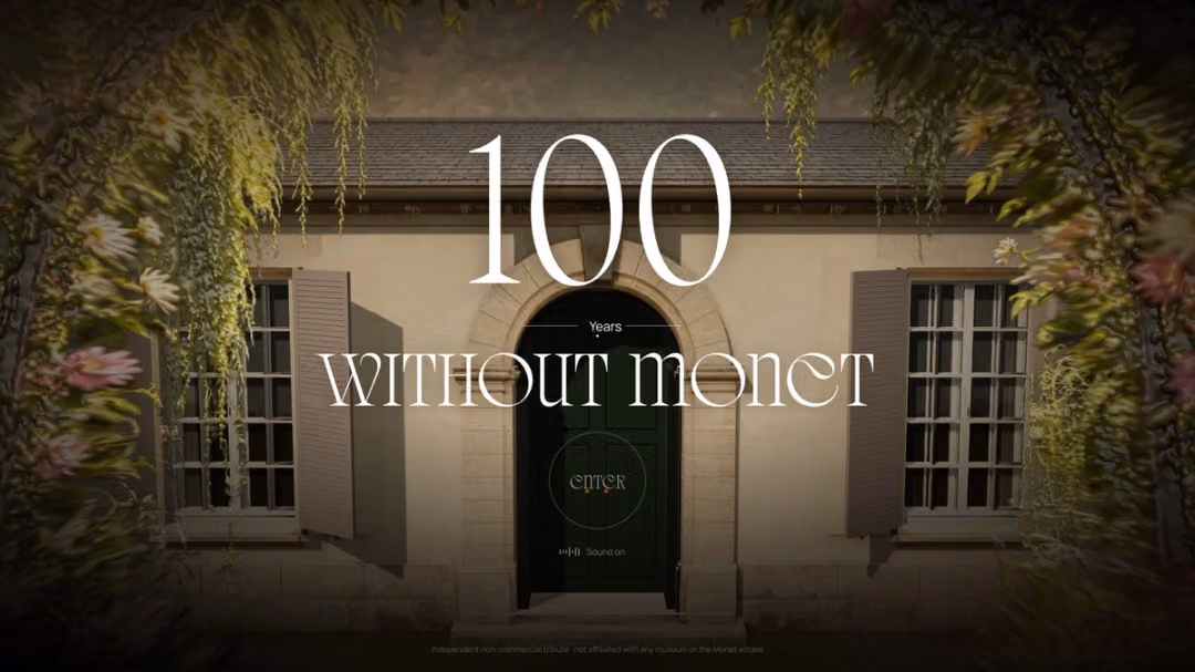 Monet 100 website, desktop screen 1