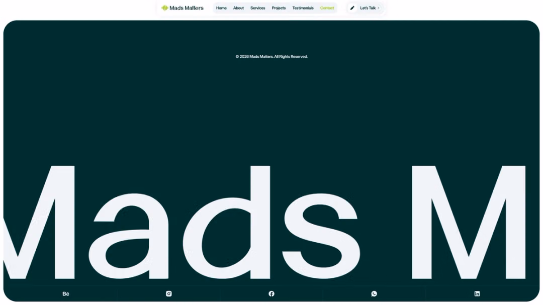 Mads Matters website, desktop screen 7