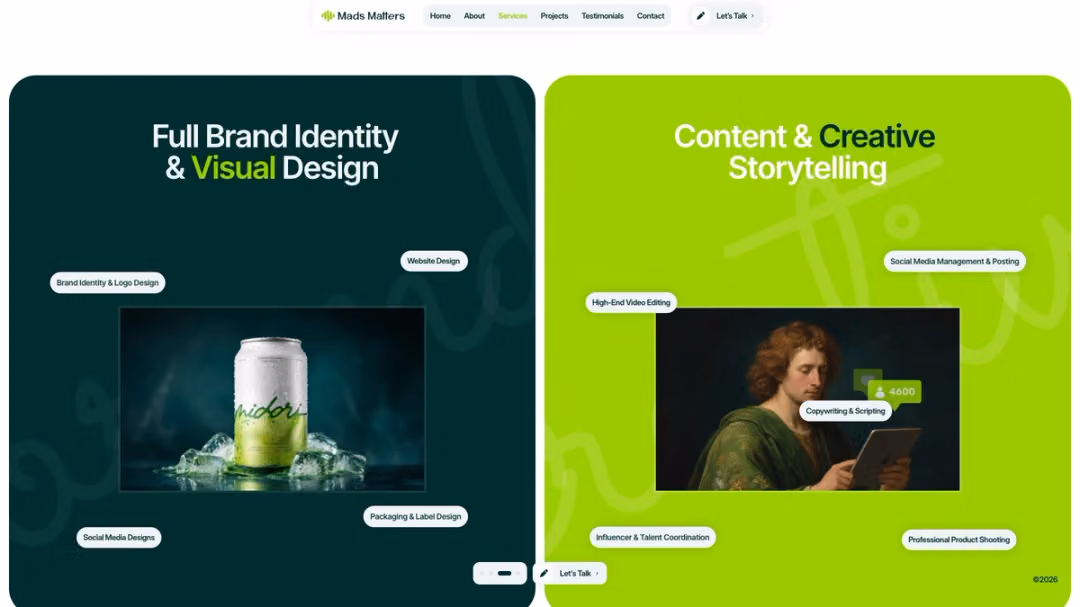 Mads Matters website, desktop screen 3