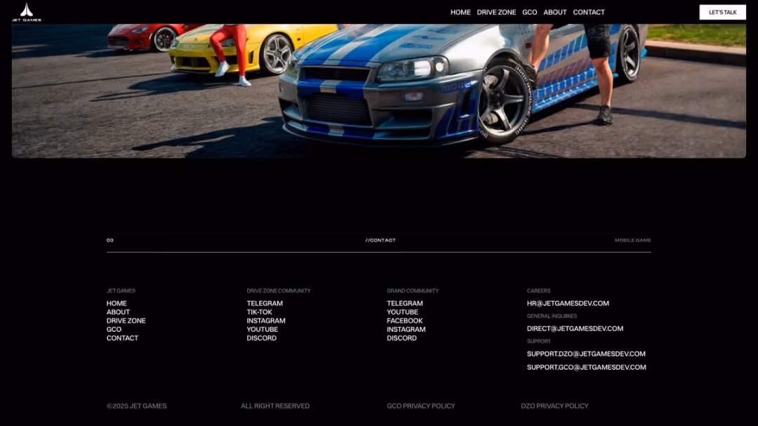 Jet Games website, desktop screen 6