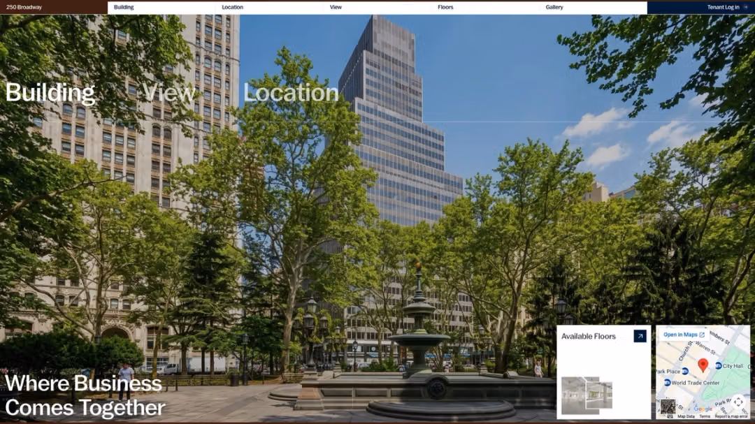 250 Broadway website, desktop screen 1