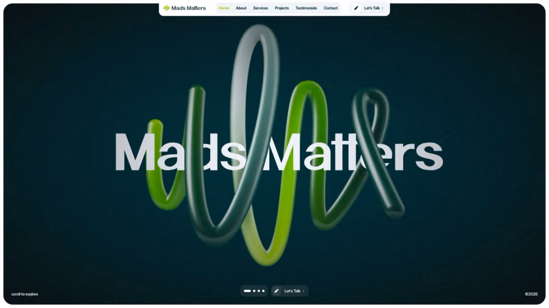 Mads Matters website, desktop screen 1