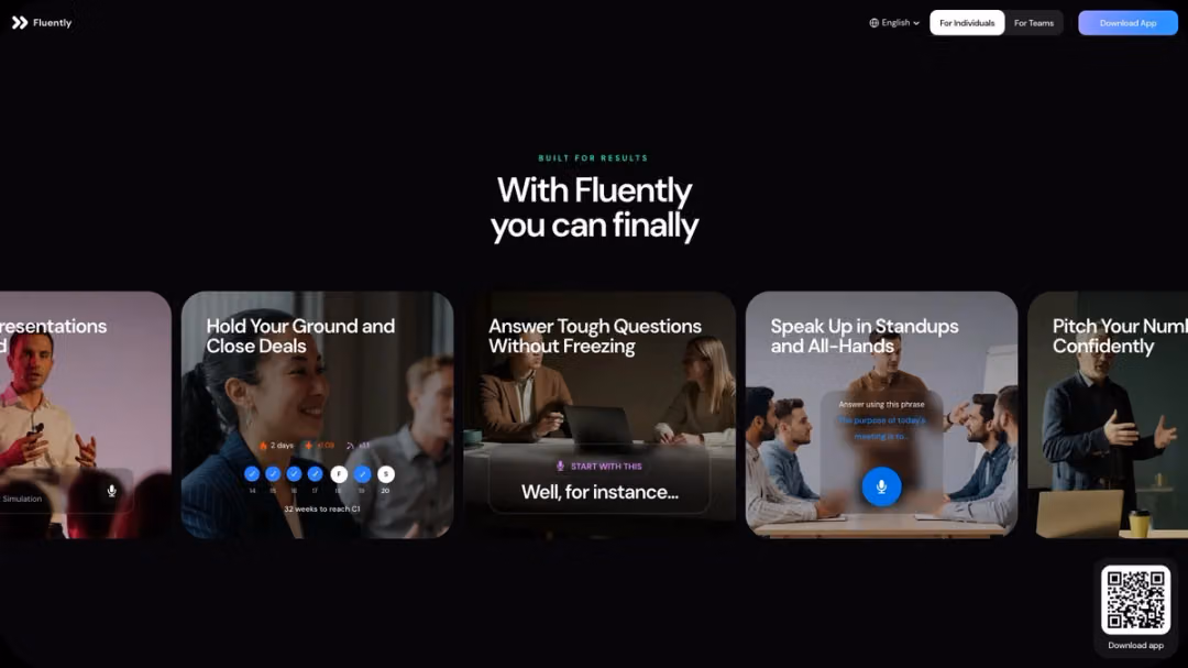 Fluently website, desktop screen 7