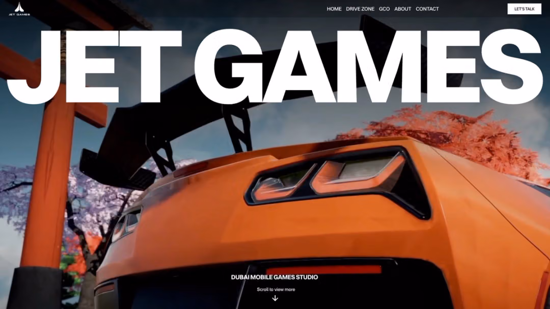 Jet Games website, desktop screen 1